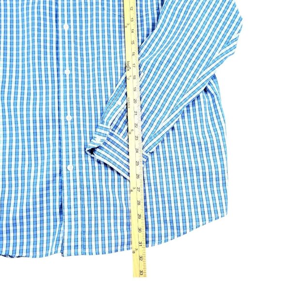 Men's Chaps XXL Easy-Care Long Sleeve Blue Button-Up Shirt - Classic Fit Poplin - Picture 10 of 12